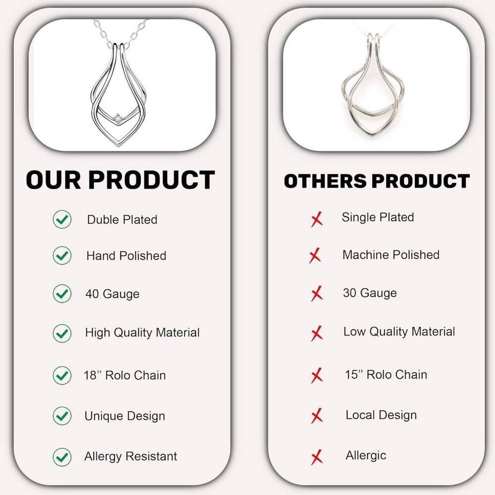 Silver Heart Shape Modern Ring Holder Necklace Fo… - image 6